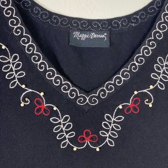 Maggie Barnes Black Embroidered Neckline Sleeveless Shirt Top Size - Picture 3 of 3